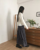 Yubo Vintage Check Ribbon Strap Tiered Long Skirt