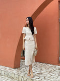 Baunjeu Heart Neck Blouse Skirt Set