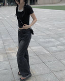 Dolce Black Washing Wide Pants