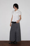 STRIPE BUTTON WRAP SKIRT