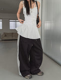 Solid track line two-way training pants