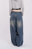 Sunrise strap damage denim pants