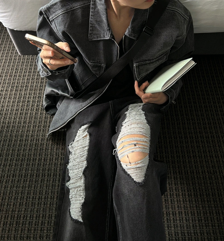 【COSYHARU】Damage Denim PT COSYHARU (コシハル) - ダメージデニムパンツ / Damage Denim PT