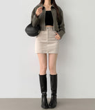 Suede Collar Crop Jacket