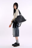 Trunk leather 2-way shoulder and cross bag