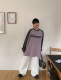 Nikkoi Printed Color Matching Raglan Long Sleeve Tee