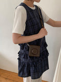 Huttle Check Tiered Layered Sleeveless One Piece