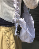 Ore Stripe Shirring Shoulder Crossbody Bag