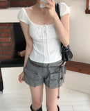 Roen Punching Flower Puff Short Sleeve
