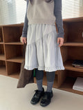 Silk Frill Banding Midi Skirt