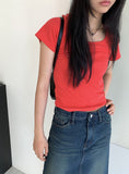 [MADE] Dear Basic Ribbed Square Neck Short Sleeve T-shirt