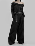 Pintuck Cotton Wide Pants