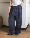 Puka Stripe Banding Wide Pants