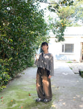 Hida Brown Washing Denim Wide Pants