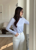 Tight Creamy Round Basic T-shirt