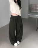 [A/M] Poning Cotton Banding Wide Pants