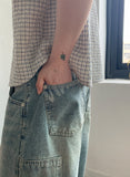 Celto Lettering Carpenter Denim Bermuda Pants