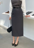 Rona H-line Slit Long Skirt (Belt set)