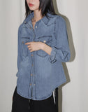 Shuffle western incision pocket long sleeve denim shirt