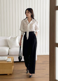 [Tie set] Majella Puff Shirring Blouse