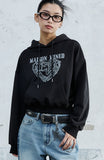 (W) DOODLE HEART CROP HOODIE