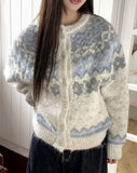 Feeder Nordic Snowflake Hairy Knit Cardigan