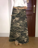 Seha Camo Banding Brushed Long Skirt