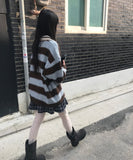 Keru stripe color matching collar knit