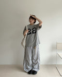 Ahonf Seersucker Check Banding Wide Pants