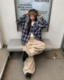 Leaf Hooded Layered Check Shirt