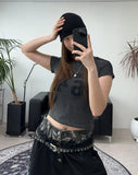 Tora Denim Tape Crop Top