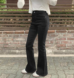 Classic Slim Fit Banding Hip Pad Bootcut Cotton Pants