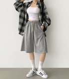 Folding Cut Snap Knee Length Bermuda Shorts