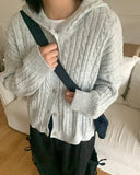 Lipan cable hood knit cardigan