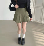A-Line Pleats Mini Side Zipper Skirt Pants
