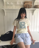 Take Check Printing Patch Short Sleeve T-Shirt