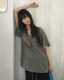 Soha U-neck Stripe Strap Short Sleeve Tee