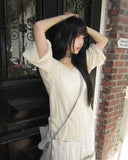 Mi Kim Roll-Up Three Quarter T-Shirt
