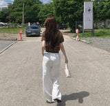 Gently Pintuck Summer Banding Long Wide Cotton Pants