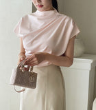 Blooming Half Drape Span T-Blouse