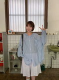 Youkus Summer Hood See-through Long Sleeve Shirt