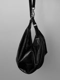 Half-moon Chrome Buckle Leather Hobo Bag