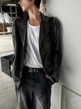 Raw Classic Leather Blazer Jacket