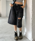 Shark Cutting Bermuda Denim Pants