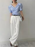 Pastel one-tuck wide slacks