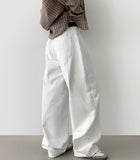 Curv cut line mega balloon fit banding cotton pants