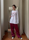 Heart point lettering cotton long sleeves