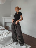 Heavy Double Knee Pintuck Wide String Pants