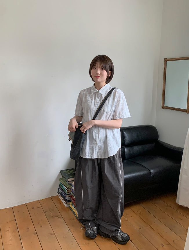 【BAON】Billum Nylon Banding Wide Pants assemblynewyork20250509207332.