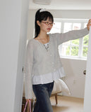 Raze boucle linen round knitwear long-sleeved cardigan